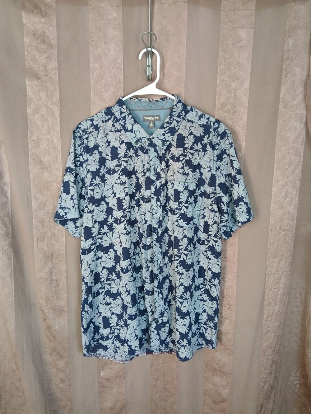 💎 Toad & Co. Men's Shirt Blue Floral Short Sleeve Slim Fit